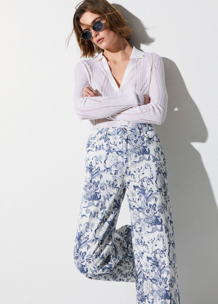 Flared printed trousers blue with print Liu Jo - medium
