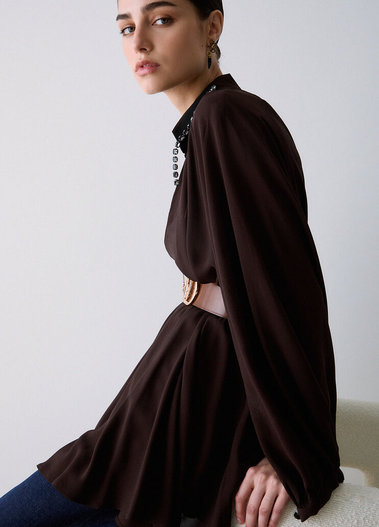 Robe courte en georgette moka Liu Jo - medium