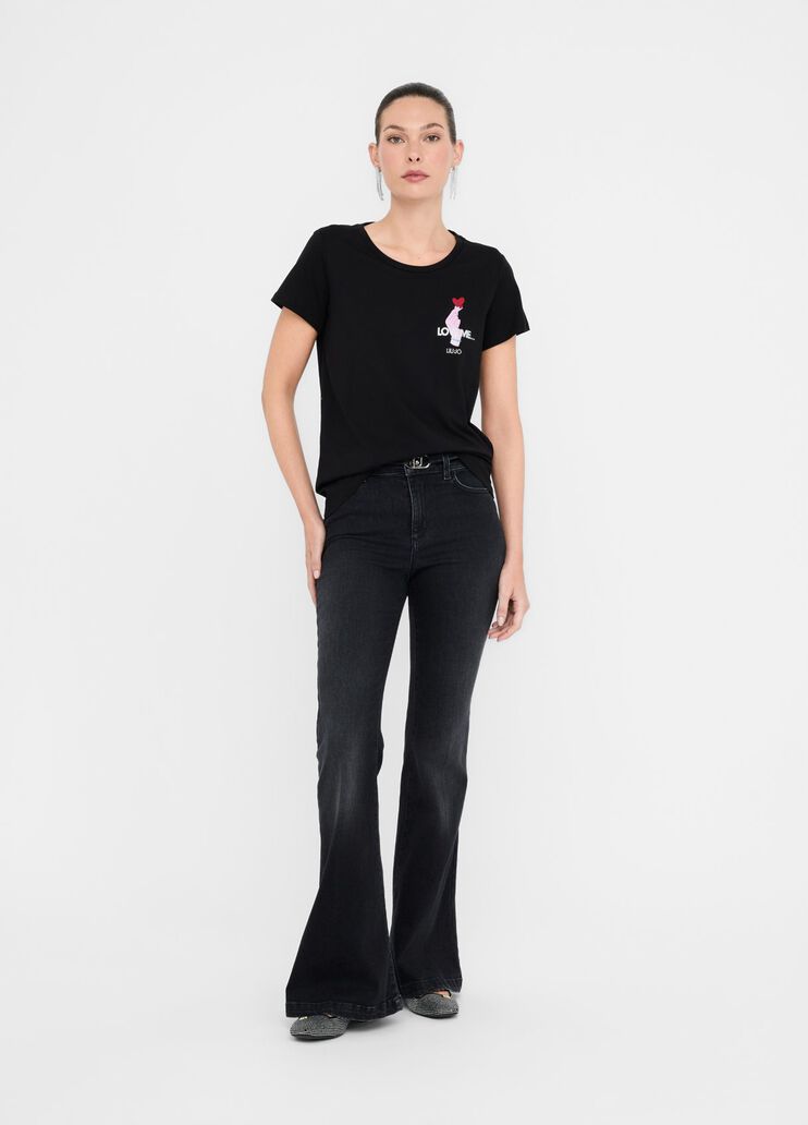 Cotton T-shirt black Liu Jo - large image number 5 Cotton T-shirt black Liu Jo - large image number 5
