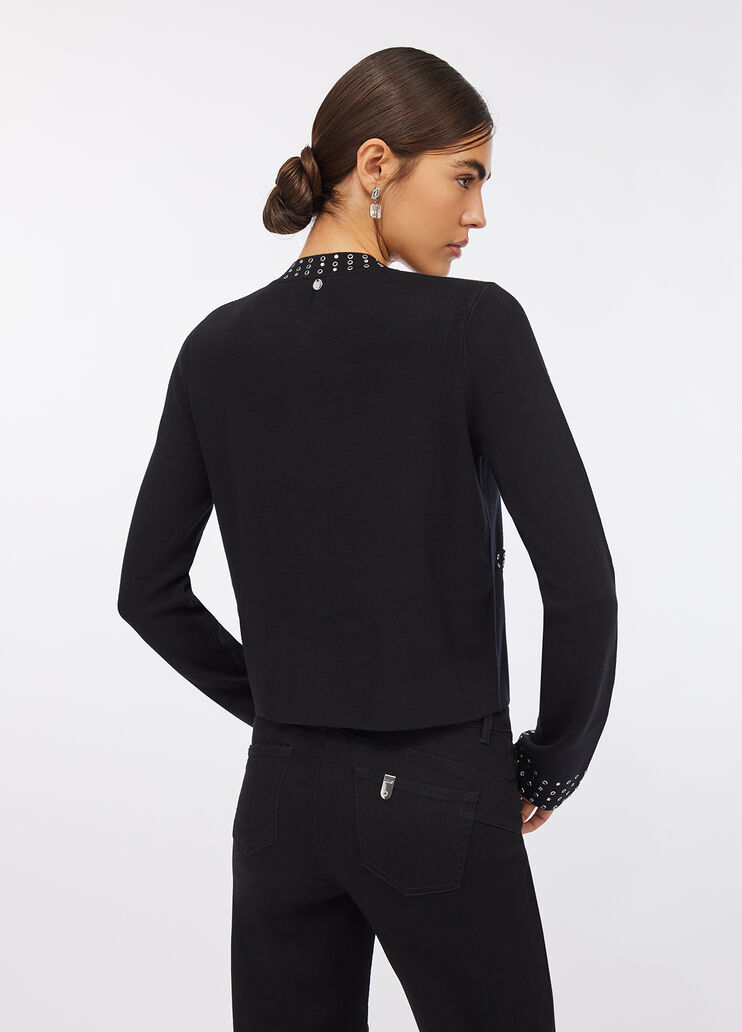 Chaqueta de punto con strass negro Liu Jo - large image number 1