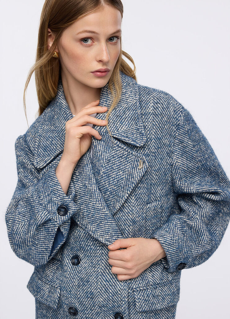 Бушлат из шерсти и альпаки синий Liu Jo - medium