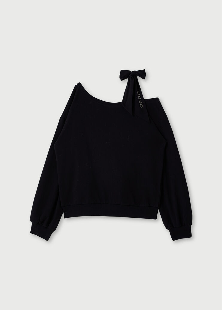 Sweatshirt with bow on the shoulder Black Liu Jo - large image number 4