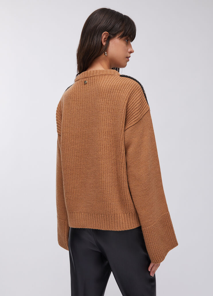 Pull en laine avec strass camel Liu Jo - large image number 1