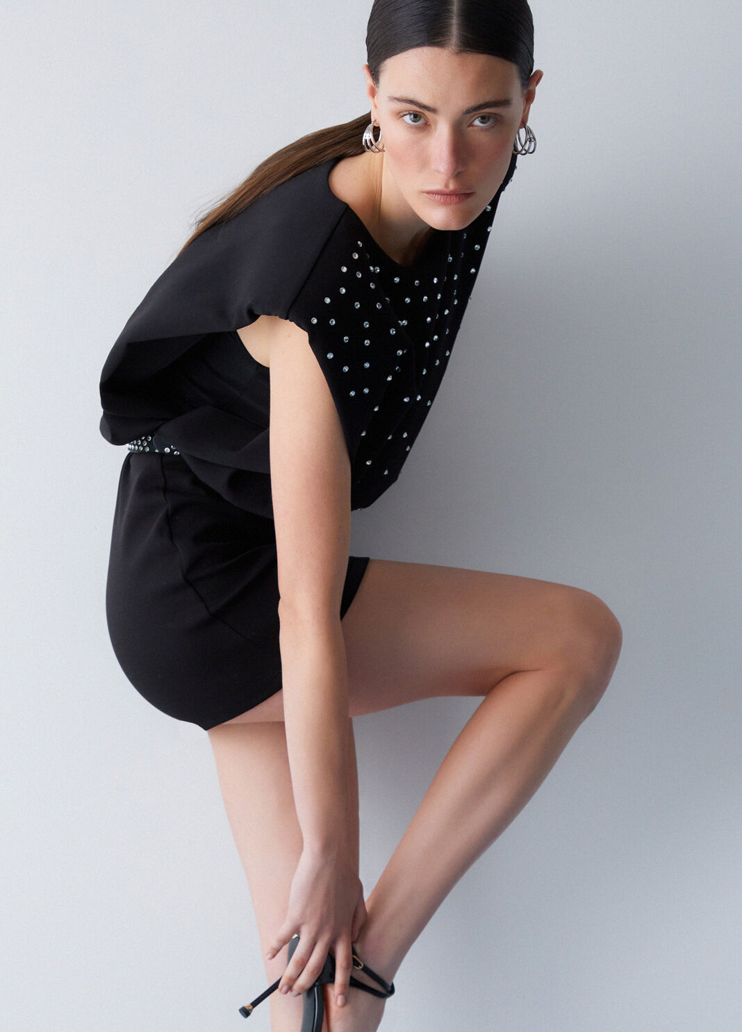 Kurzes Kleid mit Strass schwarz Liu Jo - large image number 2