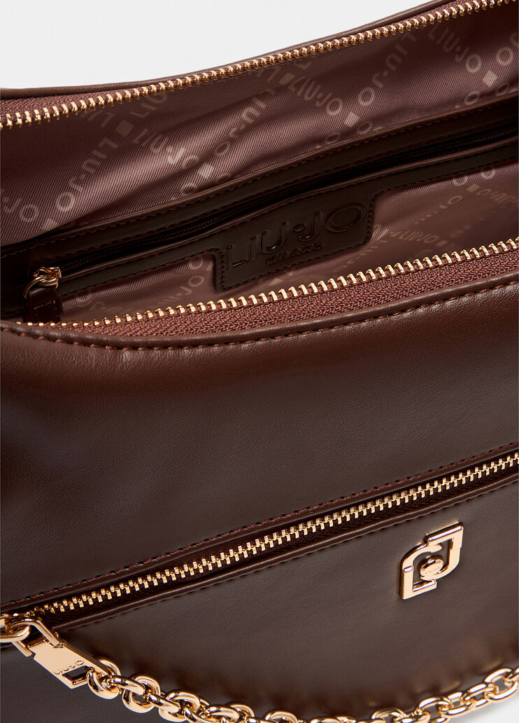 Sac porté épaule format moyen avec porte-monnaie marron foncé Liu Jo - large image number 3