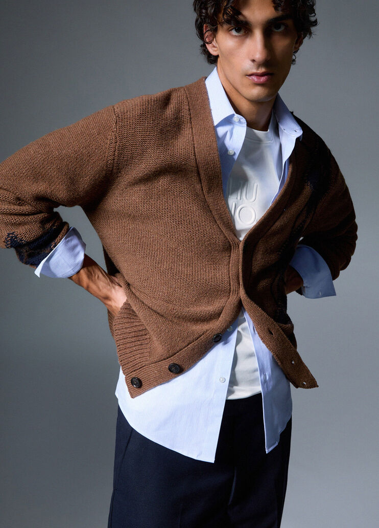Cardigan jacquard in a wool blend beige Liu Jo - medium