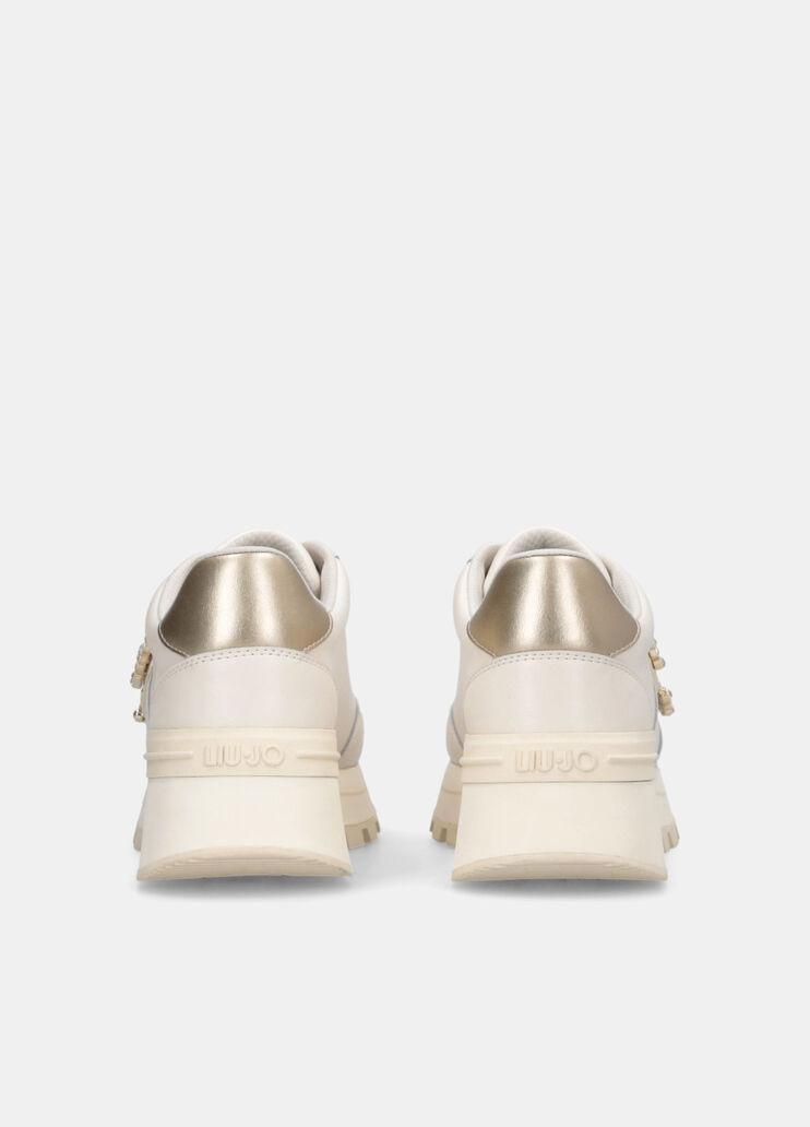 Leather sneakers with jewel logo white Liu Jo - large image number 7