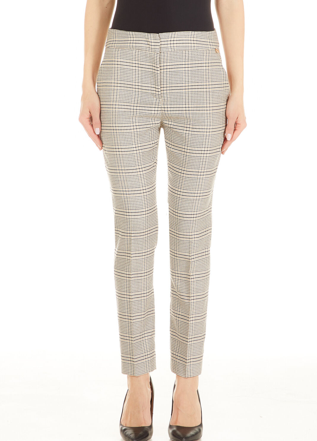 Tartan cigarette trousers natural check Liu Jo - large image number 0