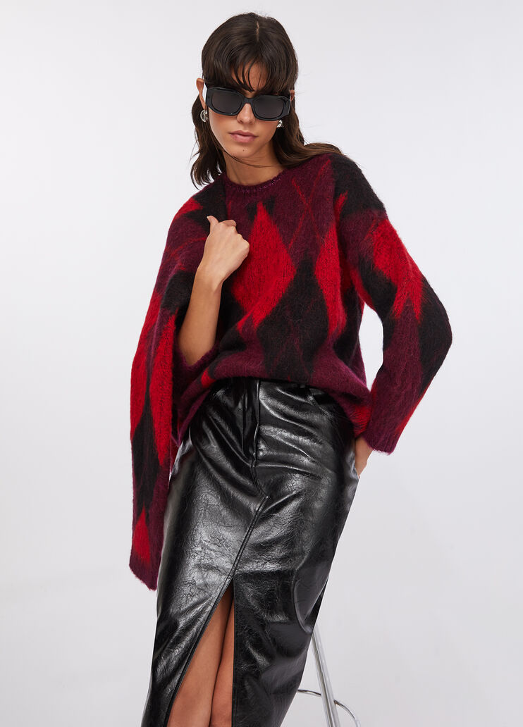 Diamond-patterned wool and alpaca jumper red Liu Jo - medium