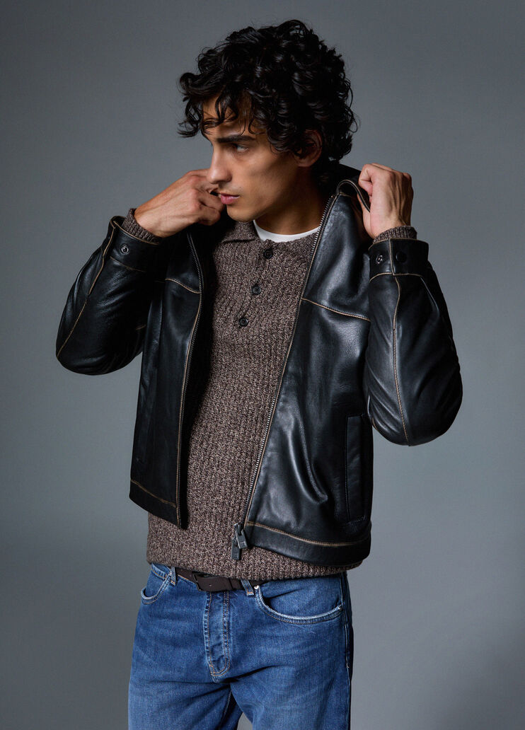 Jacket in leather dark brown Liu Jo - medium