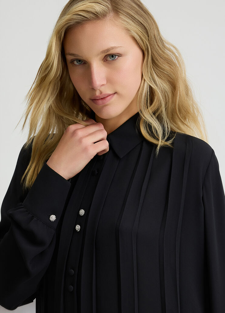 Georgette shirt with pleats black Liu Jo - large image number 2 Georgette shirt with pleats black Liu Jo - large image number 2
