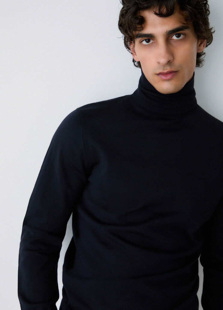 Merino Wool Turtleneck Sweater dark blue Liu Jo - medium