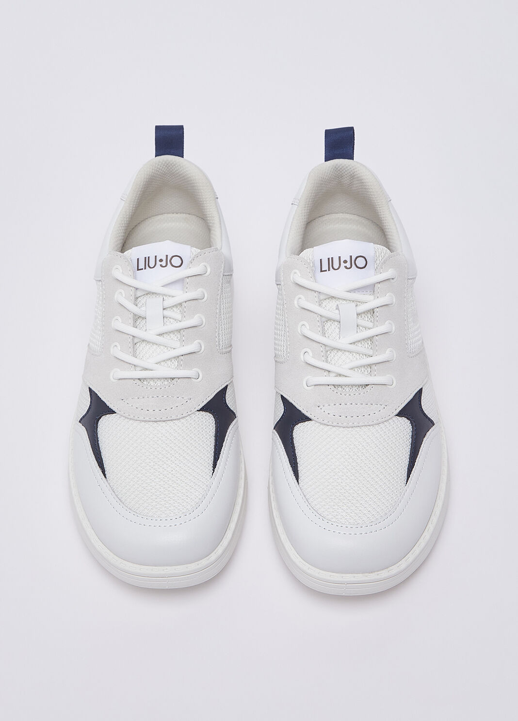 Sneakers en cuir et mesh blanc et bleu Liu Jo - large image number 4