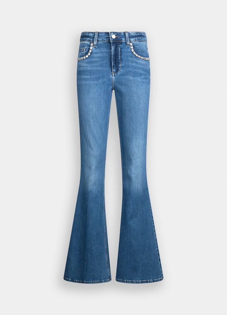 High-rise flared jeans light blue denim Liu Jo - large image number 6