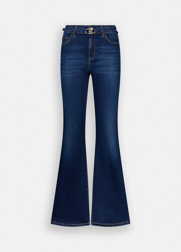 Flare-Jeans mit Gürtel Dunkles Denimblau Liu Jo - large image number 6 Flare-Jeans mit Gürtel Dunkles Denimblau Liu Jo - large image number 6
