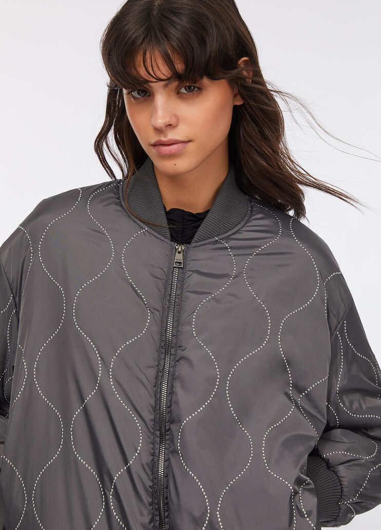 Nylon bomber jacket with studs slate Liu Jo - medium