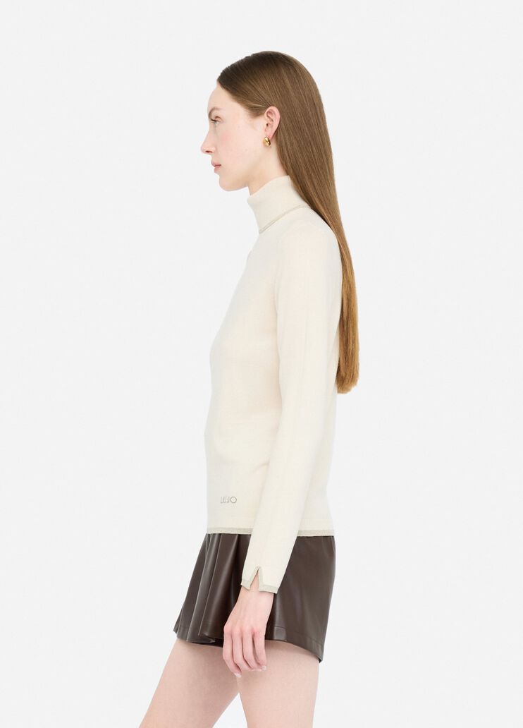 Polo-neck with lurex® details light beige Liu Jo - large image number 3