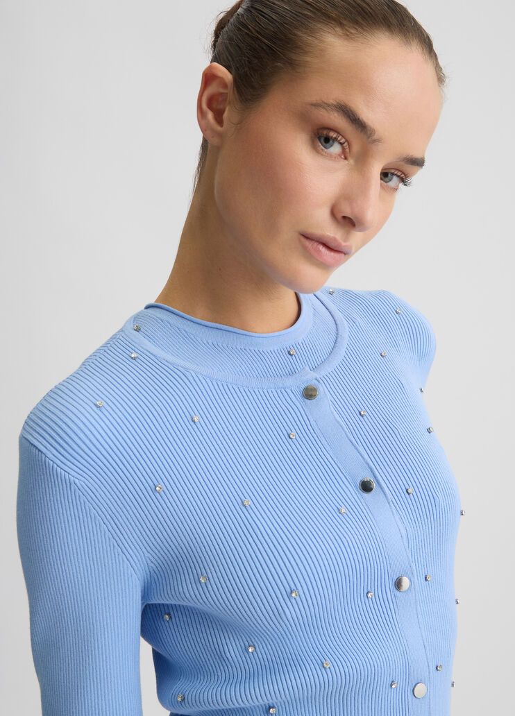 Cardigan with studs light blue Liu Jo - large image number 2 Cardigan with studs light blue Liu Jo - large image number 2