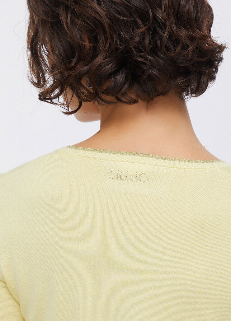 Strickjacke mit Schlitzen gelb Liu Jo - large image number 4