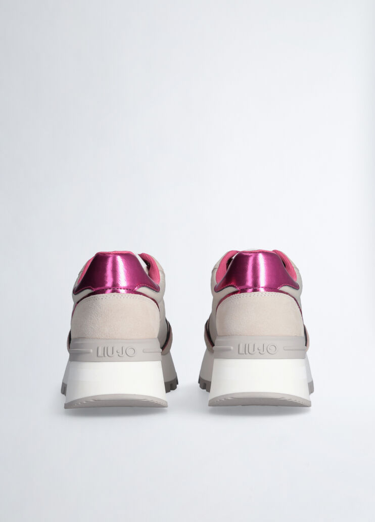 Platform sneakers in suede and nylon beige/fuchsia Liu Jo - large image number 5 Platform sneakers in suede and nylon beige/fuchsia Liu Jo - large image number 5