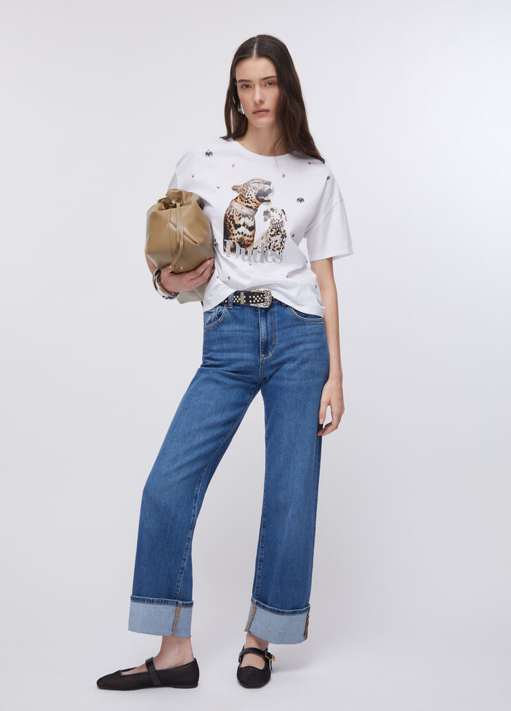 T-Shirt mit Print und Schmuckstickereien Welpen Liu Jo - large image number 5