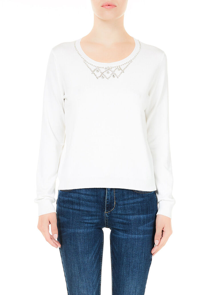 Pullover mit Schmuckstickerei Optisch weiß Liu Jo - large image number 0