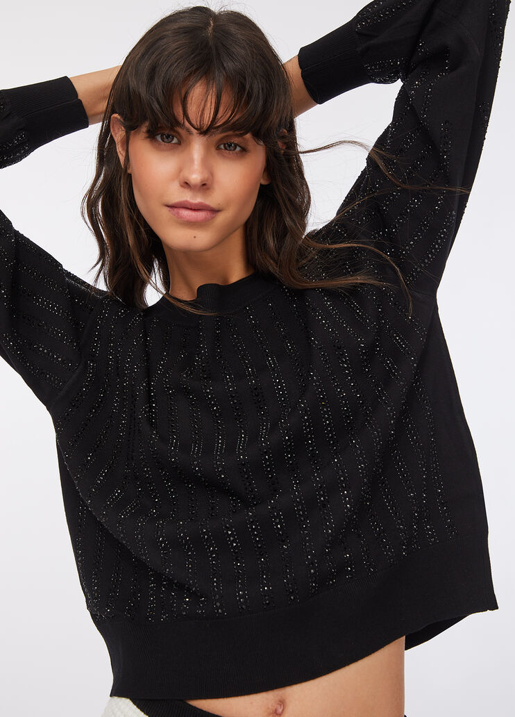 Pullover mit Strass Schwarz/Strass Liu Jo - medium