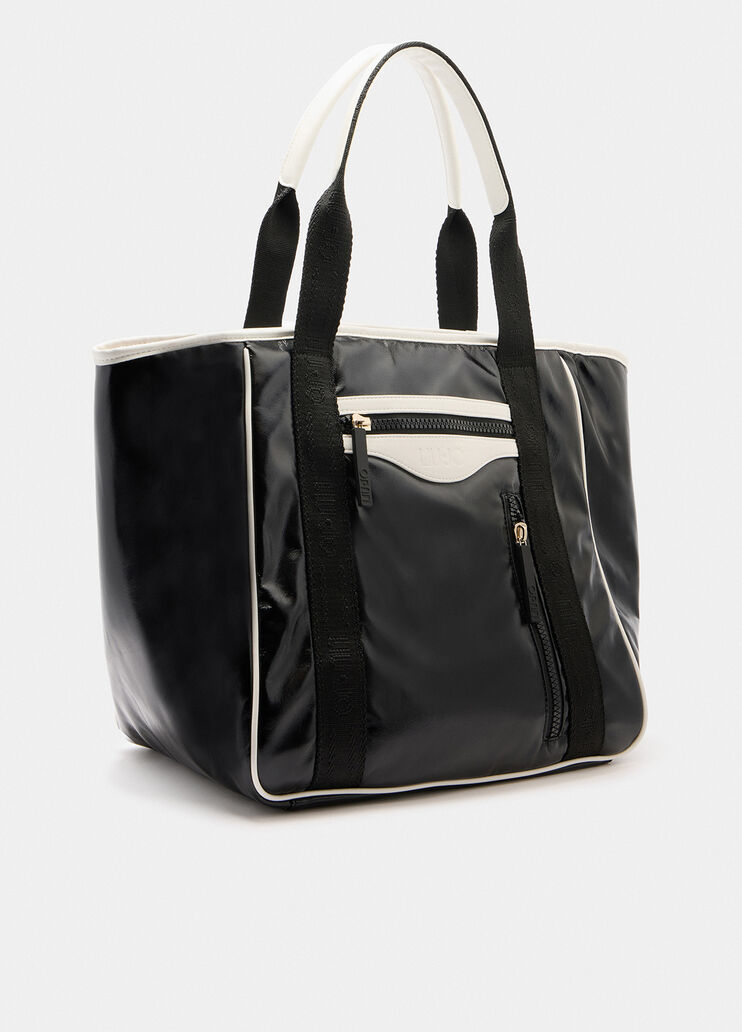 Sac fourre-tout grand format effet brillant noir Liu Jo - large image number 2