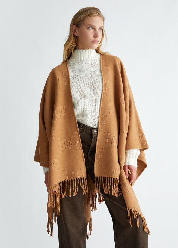 Poncho con logo beige Liu Jo - large image number 0