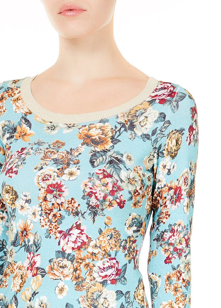 Jumper with floral print Azure blue with flowers Liu Jo - large image number 2 Jumper with floral print Azure blue with flowers Liu Jo - large image number 2