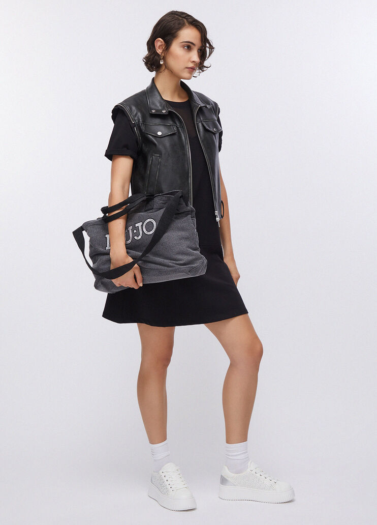 Abito in felpa con dettaglio in mesh nero Liu Jo - large image number 5