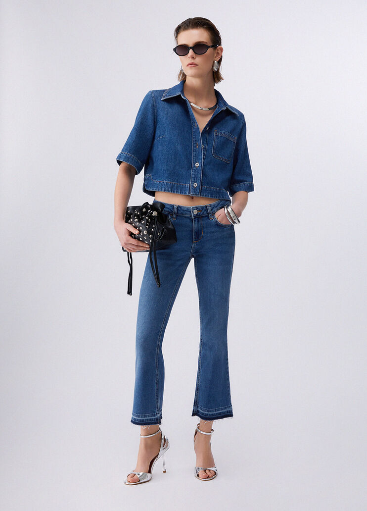 Jeans bootcut con orli unfinished denim blu scuro Liu Jo - medium