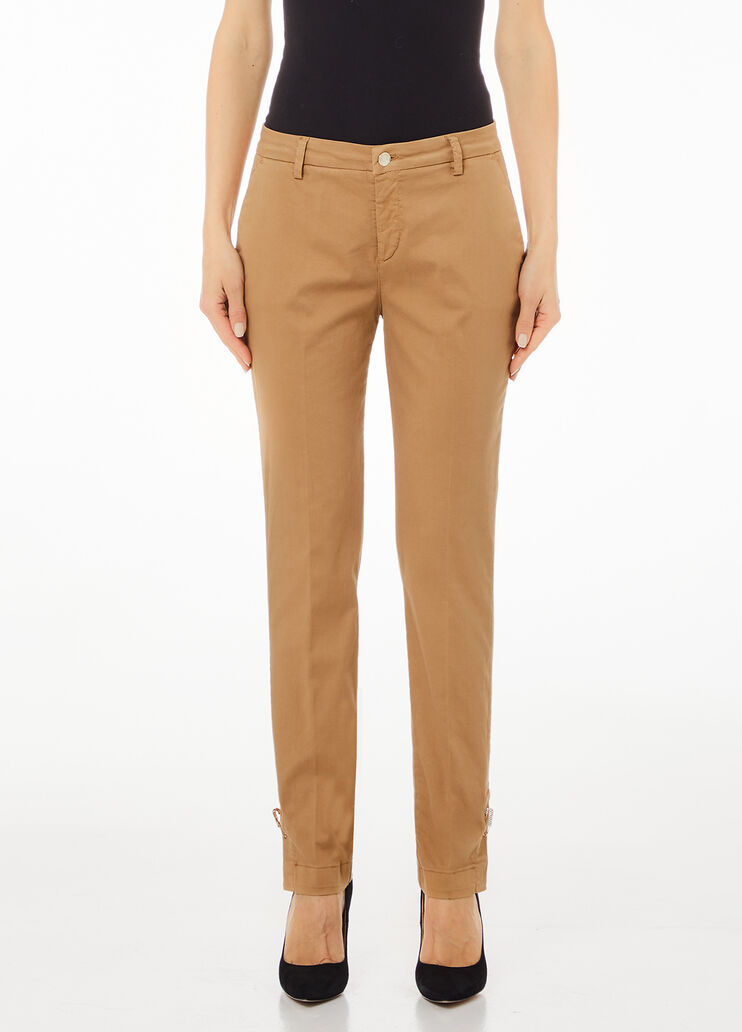 Pantalones chinos de algod&oacute;n el&aacute;stico arena Liu Jo - large image number 0