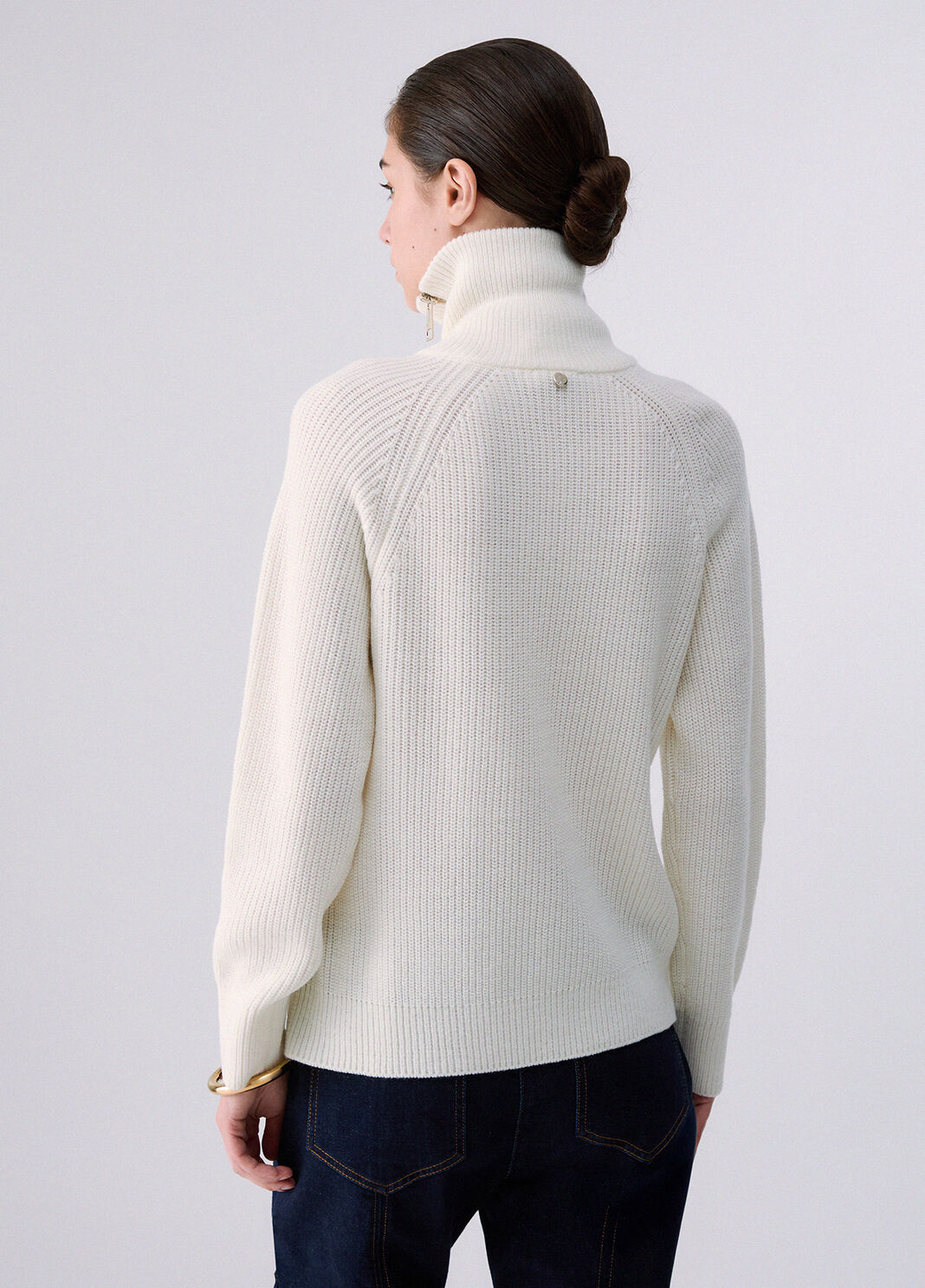 Wool Blend Sweater with Zip white wool Liu Jo - large image number 1