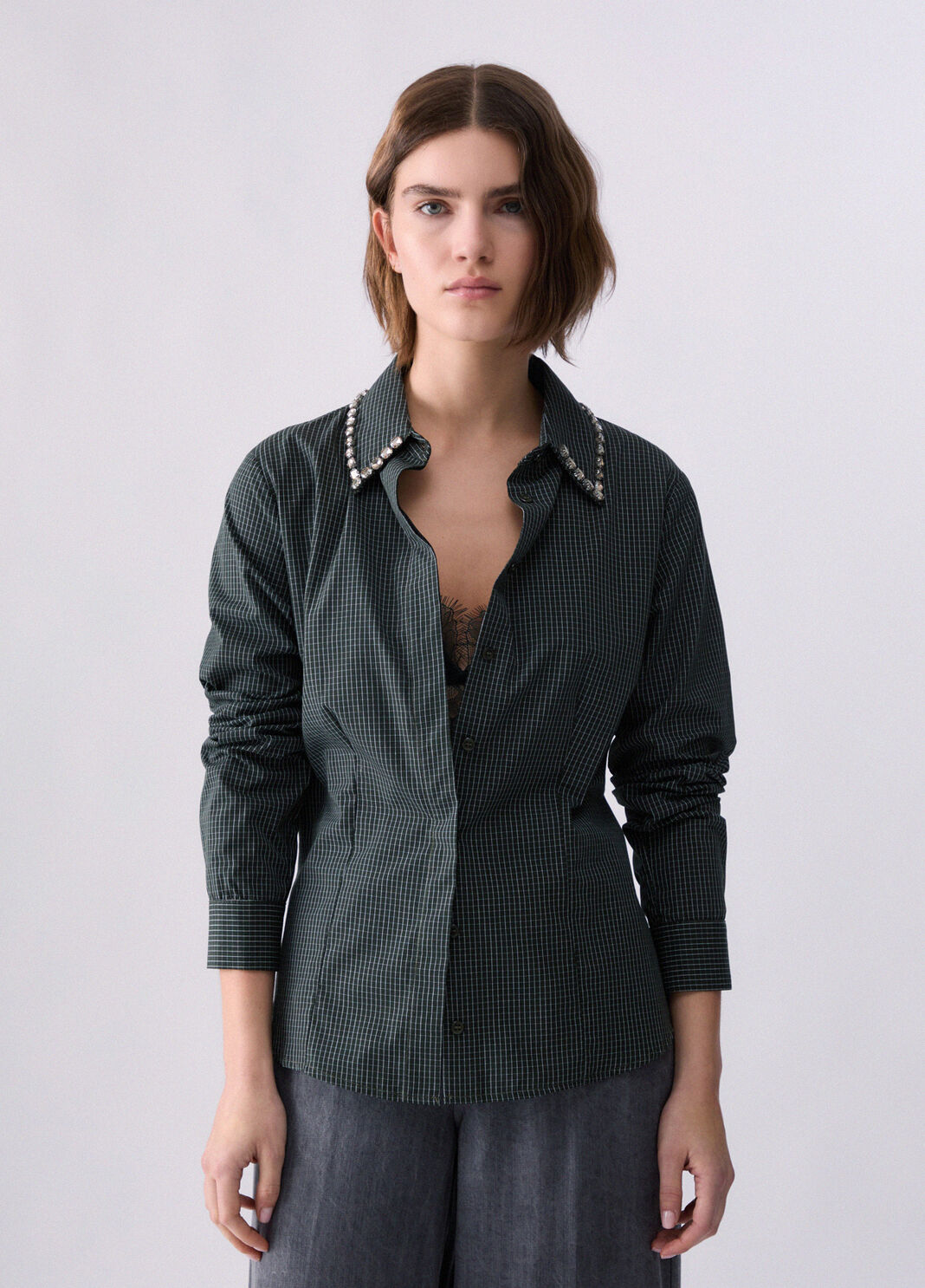 Shirt with Jewel Embroidery green Liu Jo - large image number 0