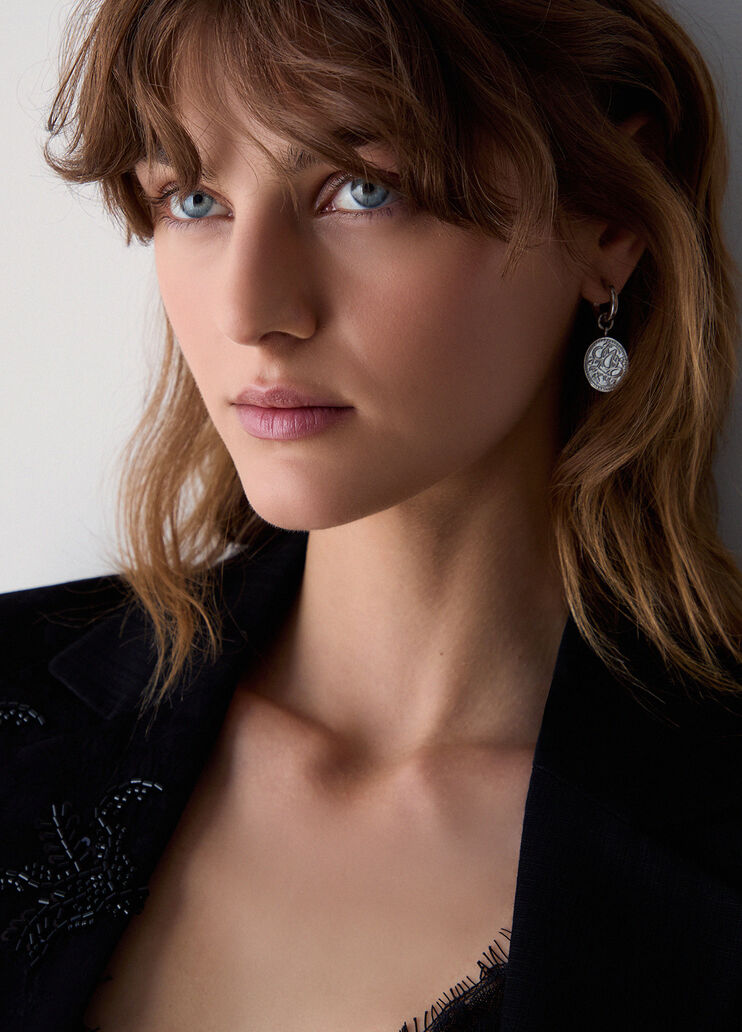 Earrings with medal engraved silver Liu Jo - medium
