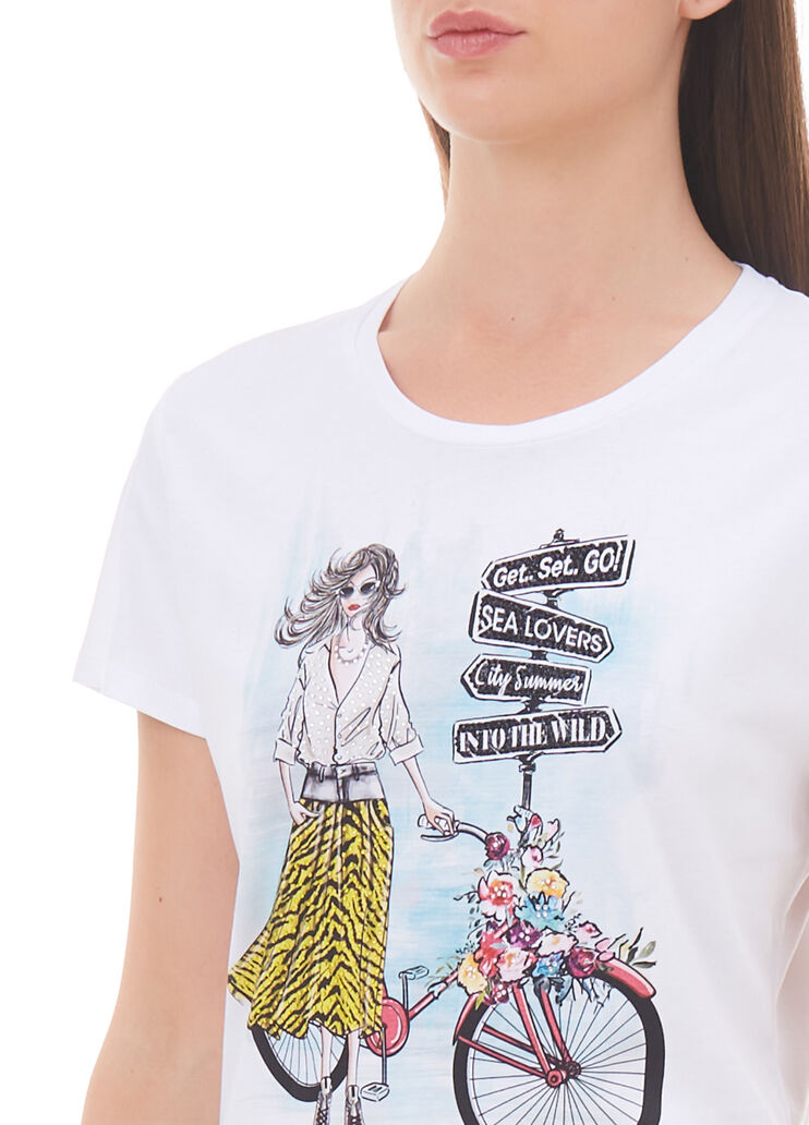 T-shirt écoconçu blanc et bicyclette Liu Jo - large image number 2