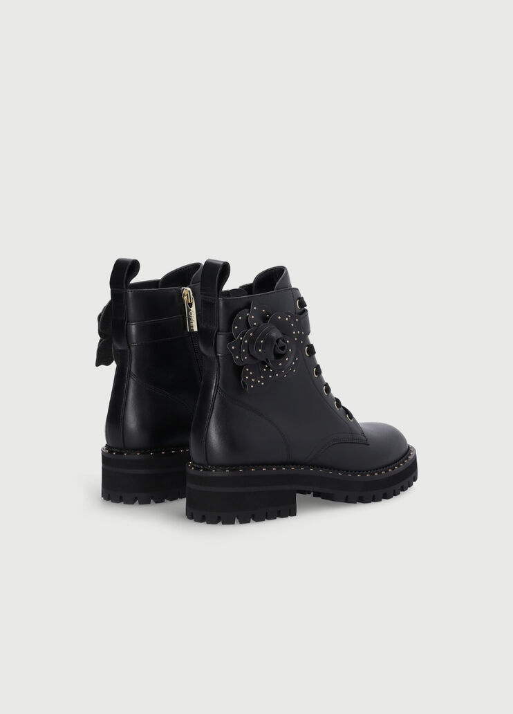 Leather combat boots with studded flowers black Liu Jo - large image number 3 Leather combat boots with studded flowers black Liu Jo - large image number 3