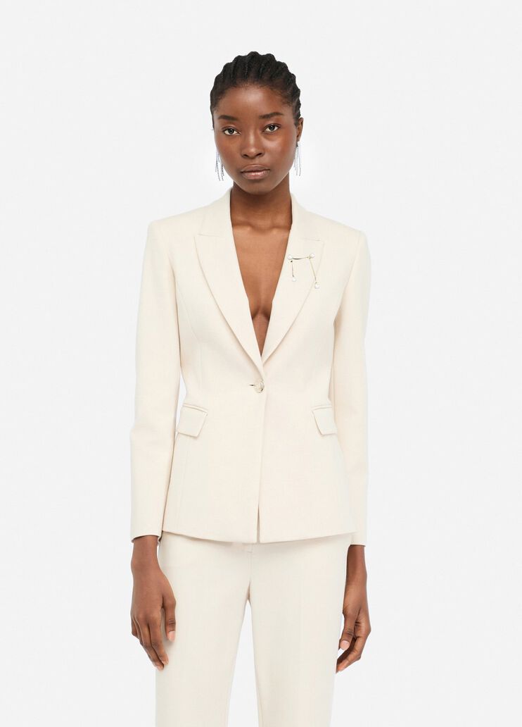 Blazer mit Schmuckbrosche Weiß Liu Jo - medium Blazer mit Schmuckbrosche Weiß Liu Jo - medium