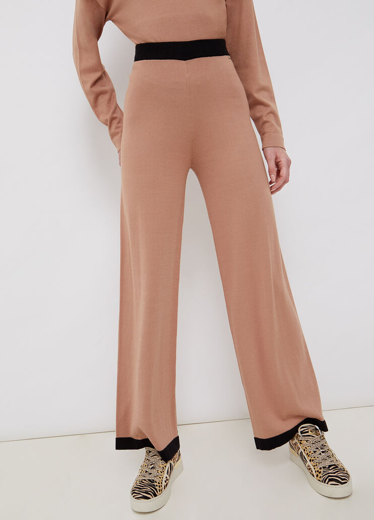 Трикотажные брюки палаццо пудрово-розовый/чёрный Liu Jo - large image number 0