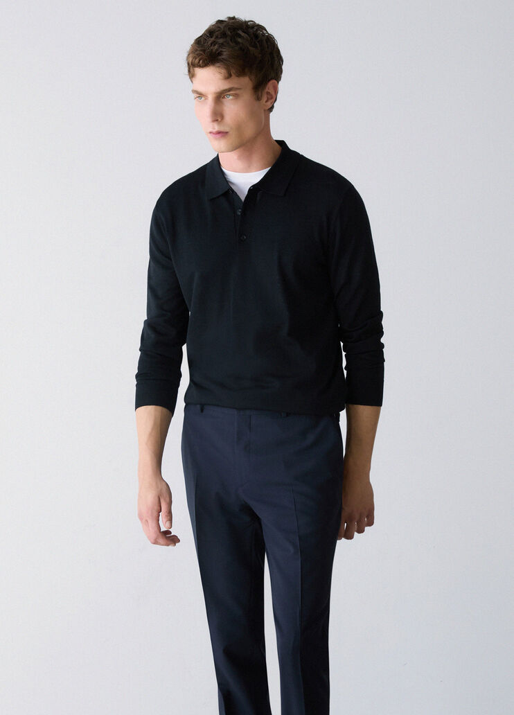 Trousers tapered fit in a wool blend dark blue Liu Jo - medium