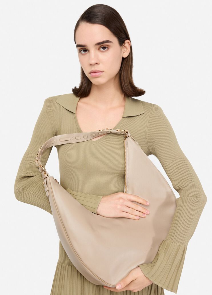 Large hobo bag with chain beige Liu Jo - medium