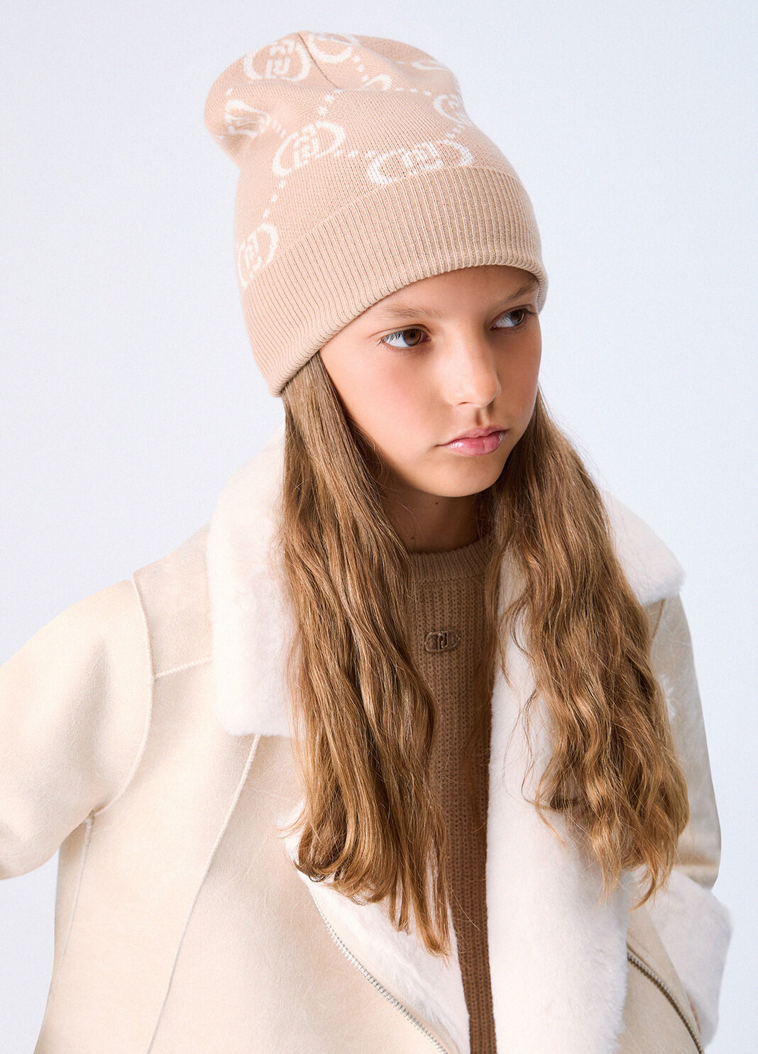 Knit Hat with Rhinestones beige Liu Jo - large image number 0