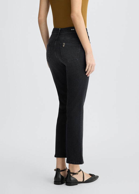 High-waisted bootcut jeans black denim Liu Jo - large image number 1