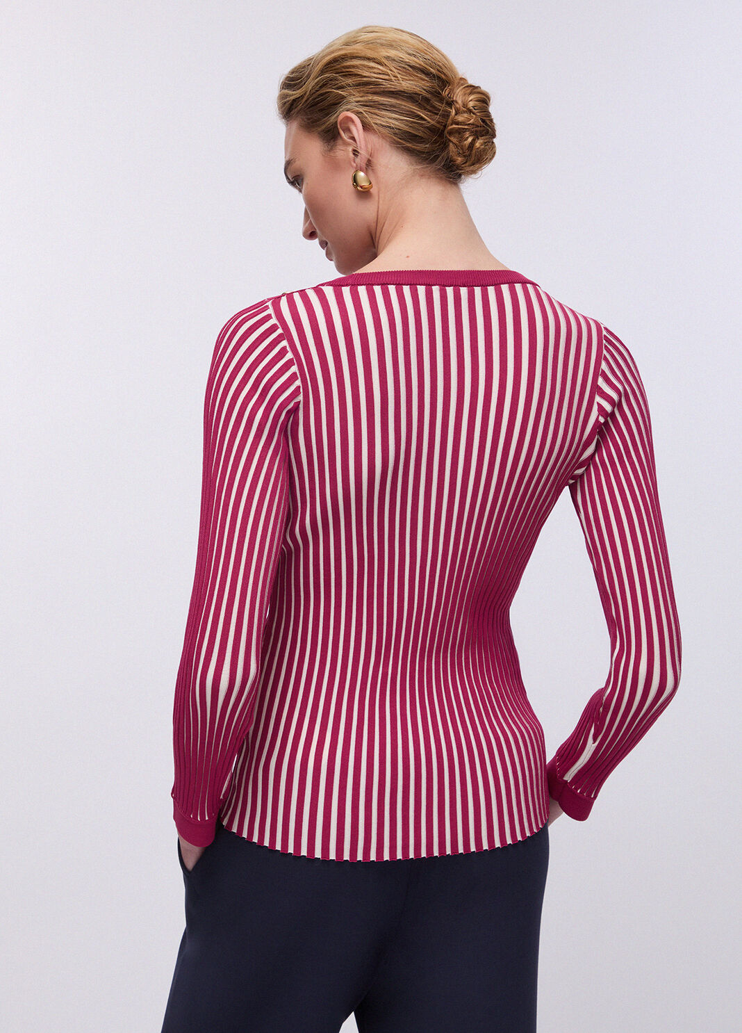 Two-tone ribbed jumper red Liu Jo - large image number 1