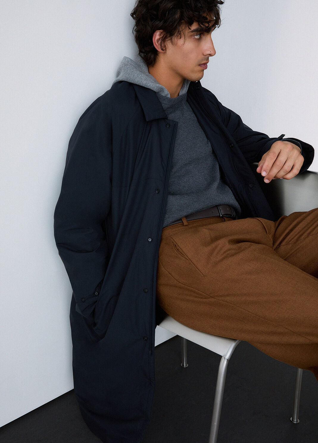 Trenchcoat lang gef&uuml;ttert Dunkelblau Liu Jo - large image number 3