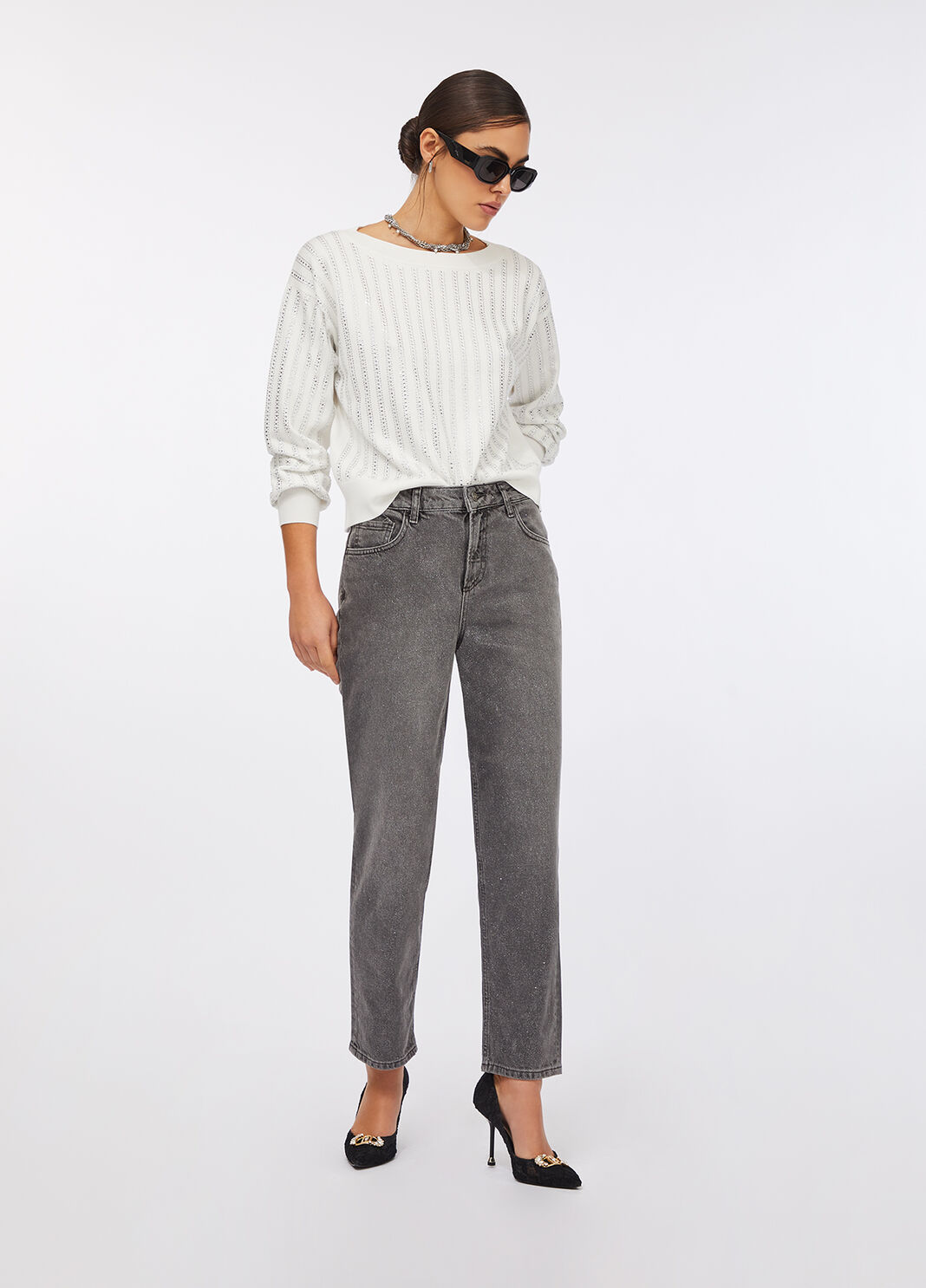 Джемпер со стразами белый/стразы Liu Jo - large image number 5