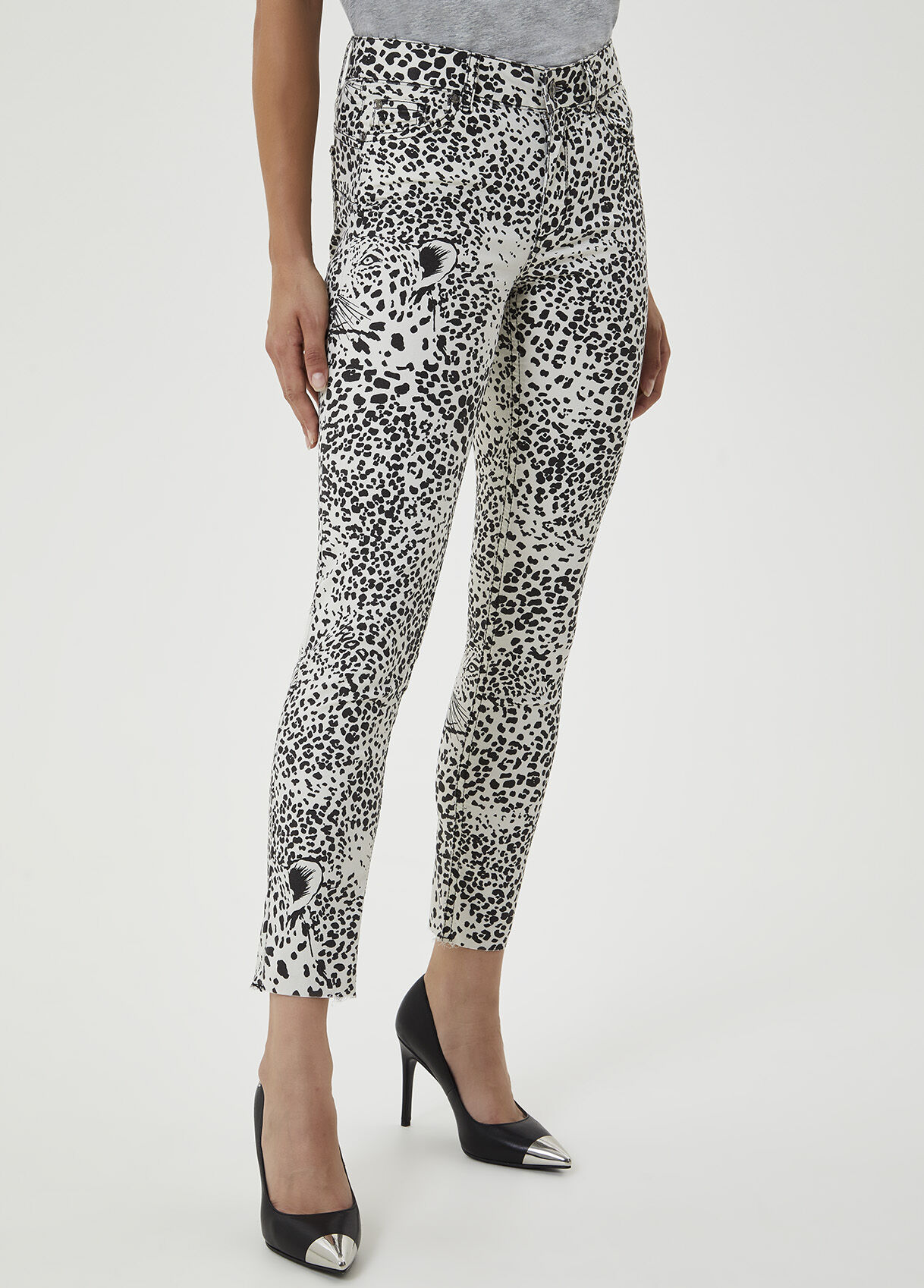 animal print skinny trousers