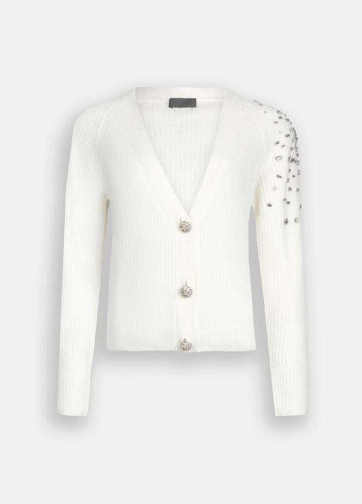 Wollcardigan mit Juwelenstickerei Weiß Liu Jo - medium