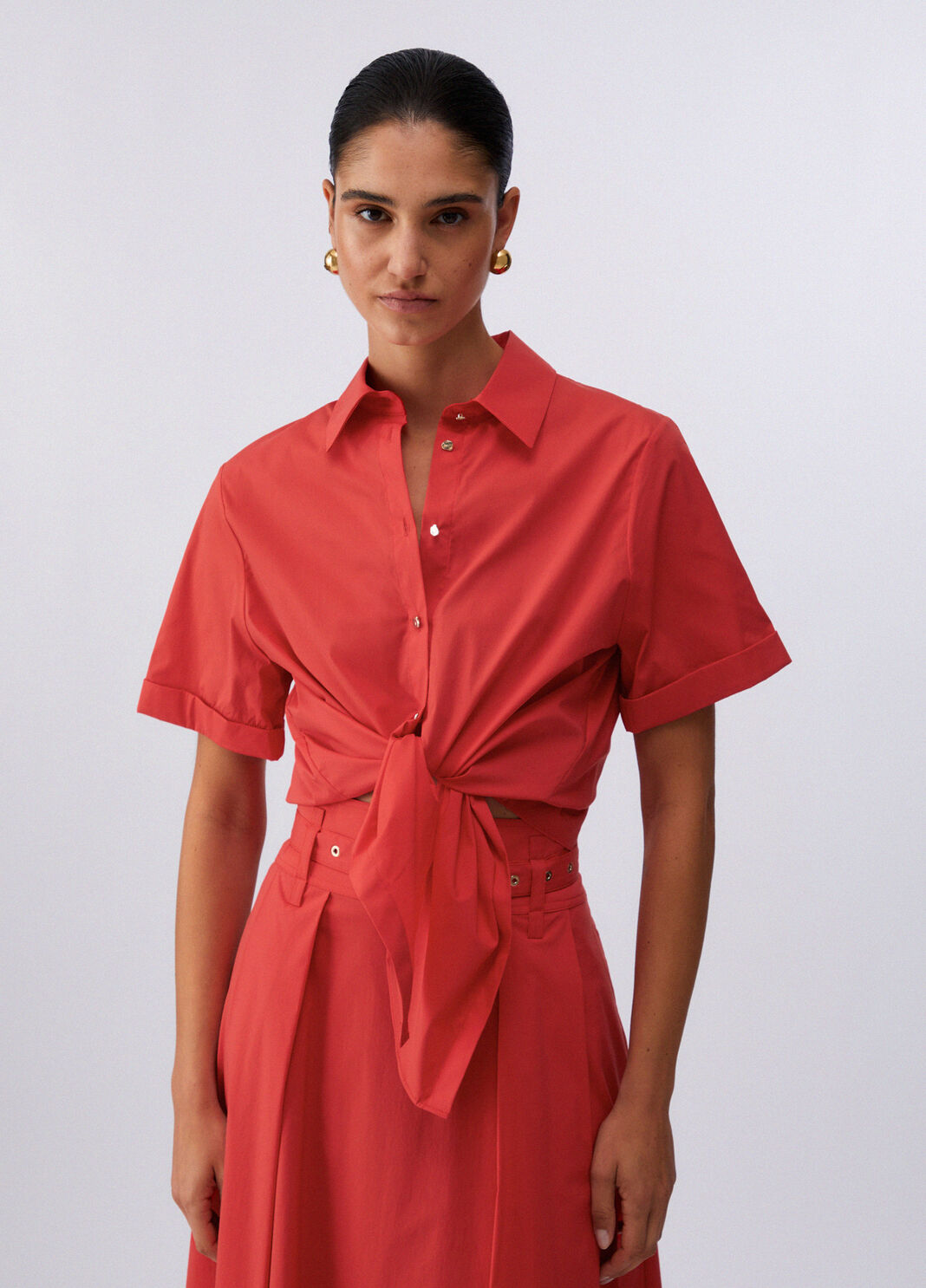 Shirt with knot red Liu Jo - large image number 0